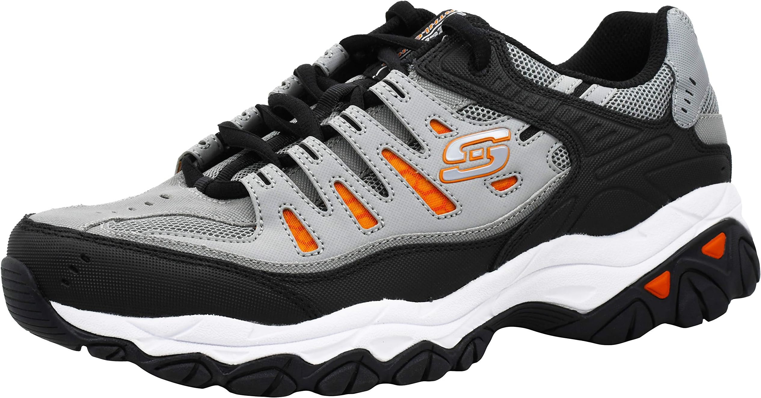 Men Afterburn Lace-Up Sneaker,Grey/Orange, 8 M US