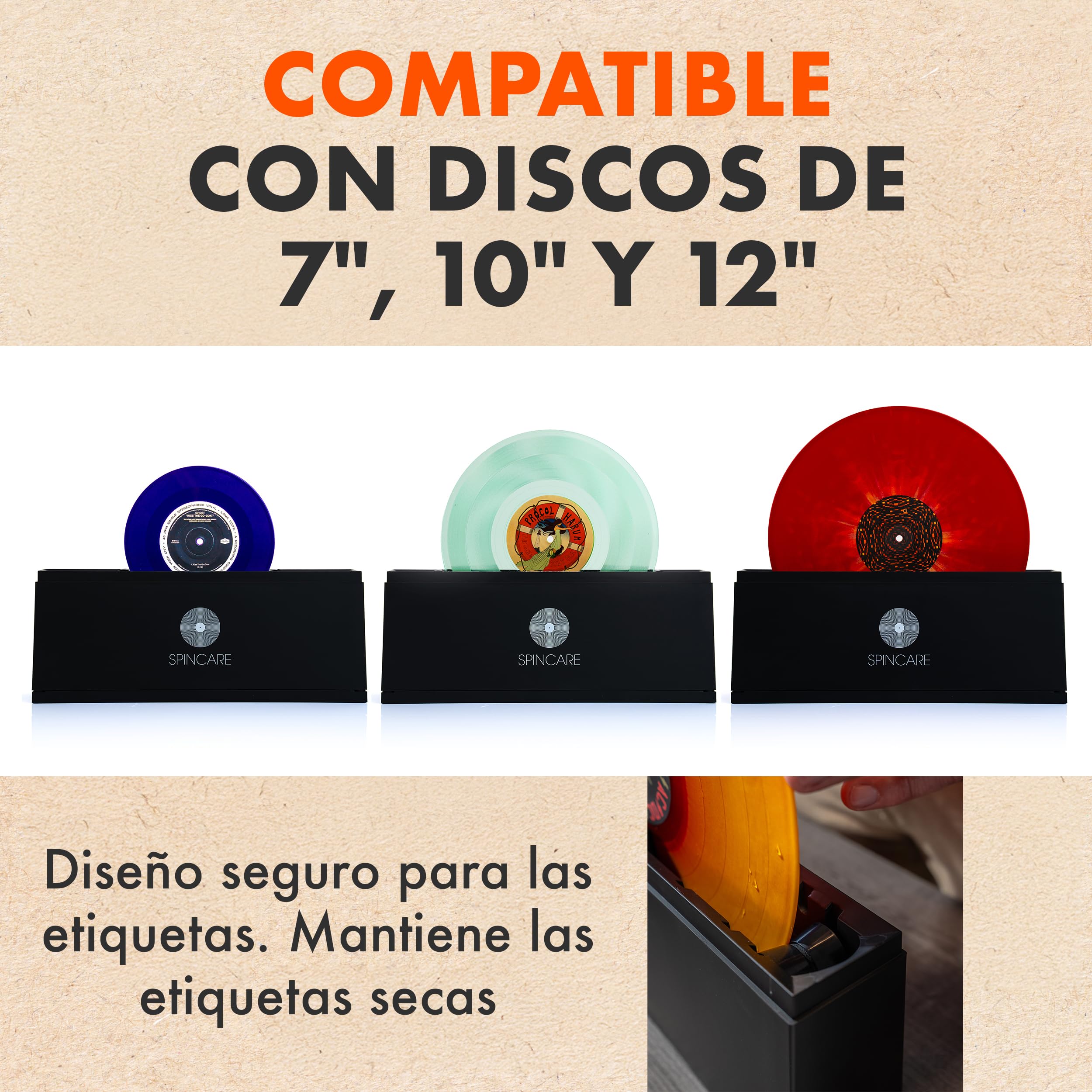SPINCARE Sistema de Limpieza de Vinilos para Discos de Vinilo LP de 7 10 y 12 Pulgadas – Incluye Solución de Limpieza Paños de Microfibra Recipiente de Lavado y Accesorios - Limpia hasta 500 LPs
