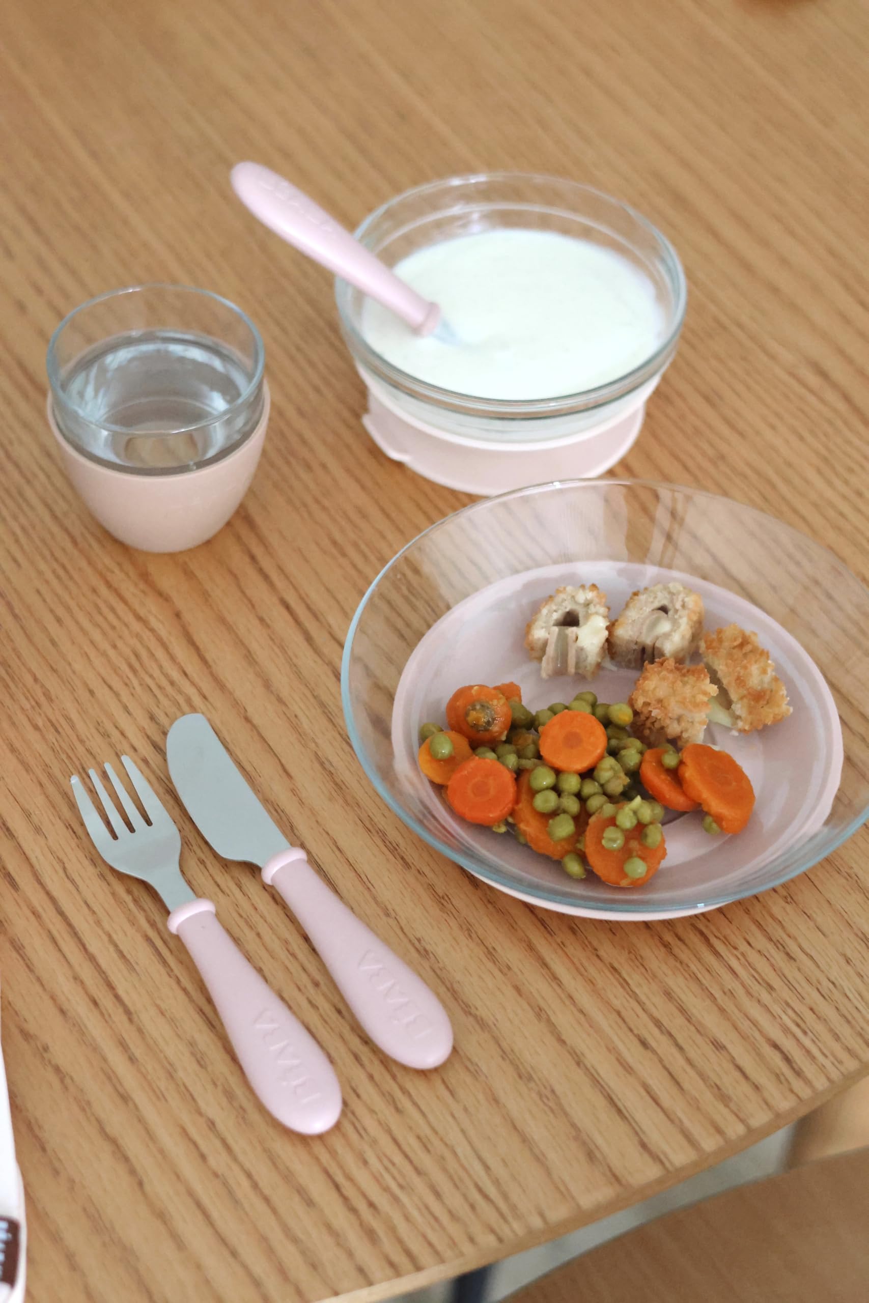 BÉABA & Duralex, Coffret Repas Enfant en Verre, Assiette, Bol, Verre avec Ventouse Silicone, Ergonomique, Evolutif, Sain, Durable, Made in France, Barbe à papa
