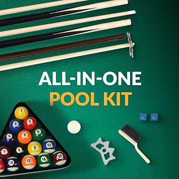 Hathaway Pool Table Accessories Kit - Pool Sticks Set of 2, 16 Billiard Balls, Pool Rack Triangle, Brush, Chalk, Bridge Stick with Aluminum Head - Billiards Accessories for Gameplay