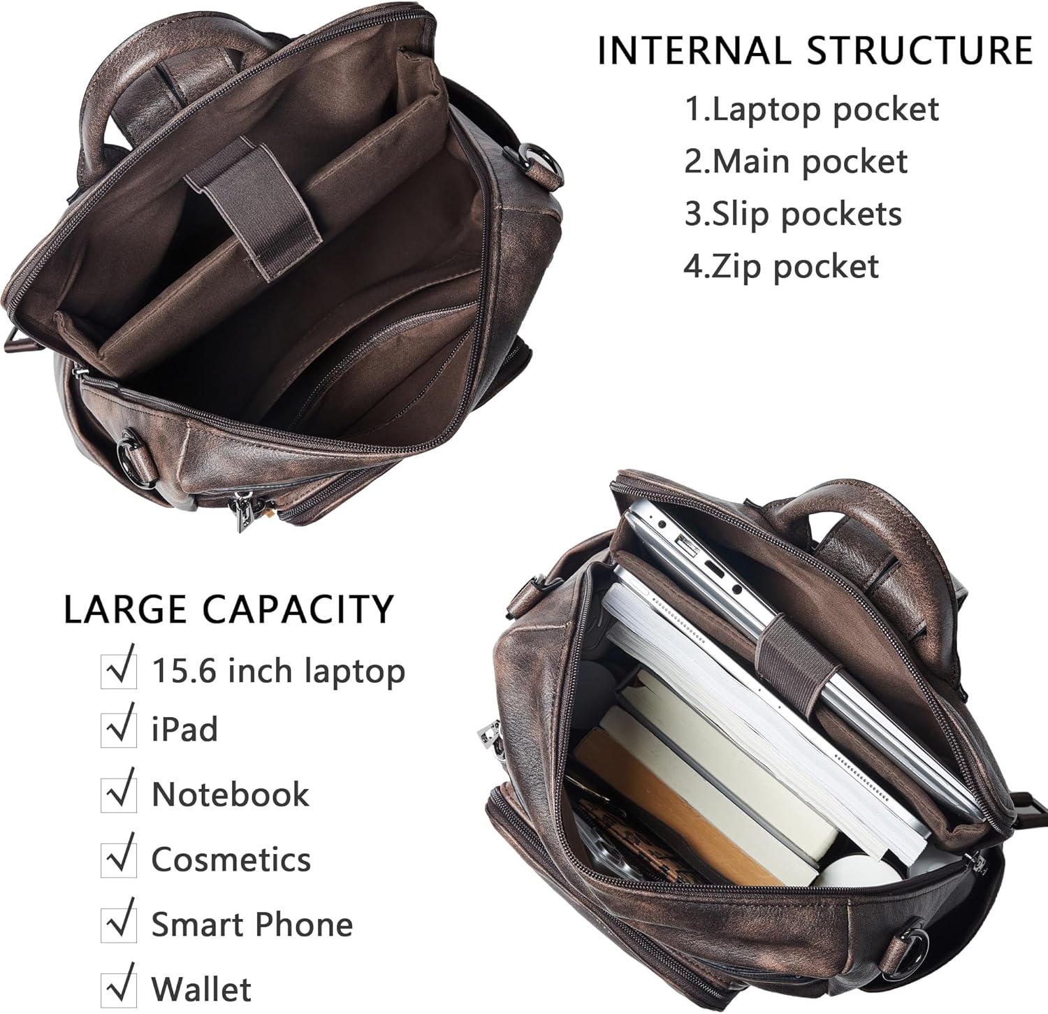 Shrrie Fashion Vegan Leather Backpack Purse for Women,Fits 15.6 Inch Laptop for Work Travel School