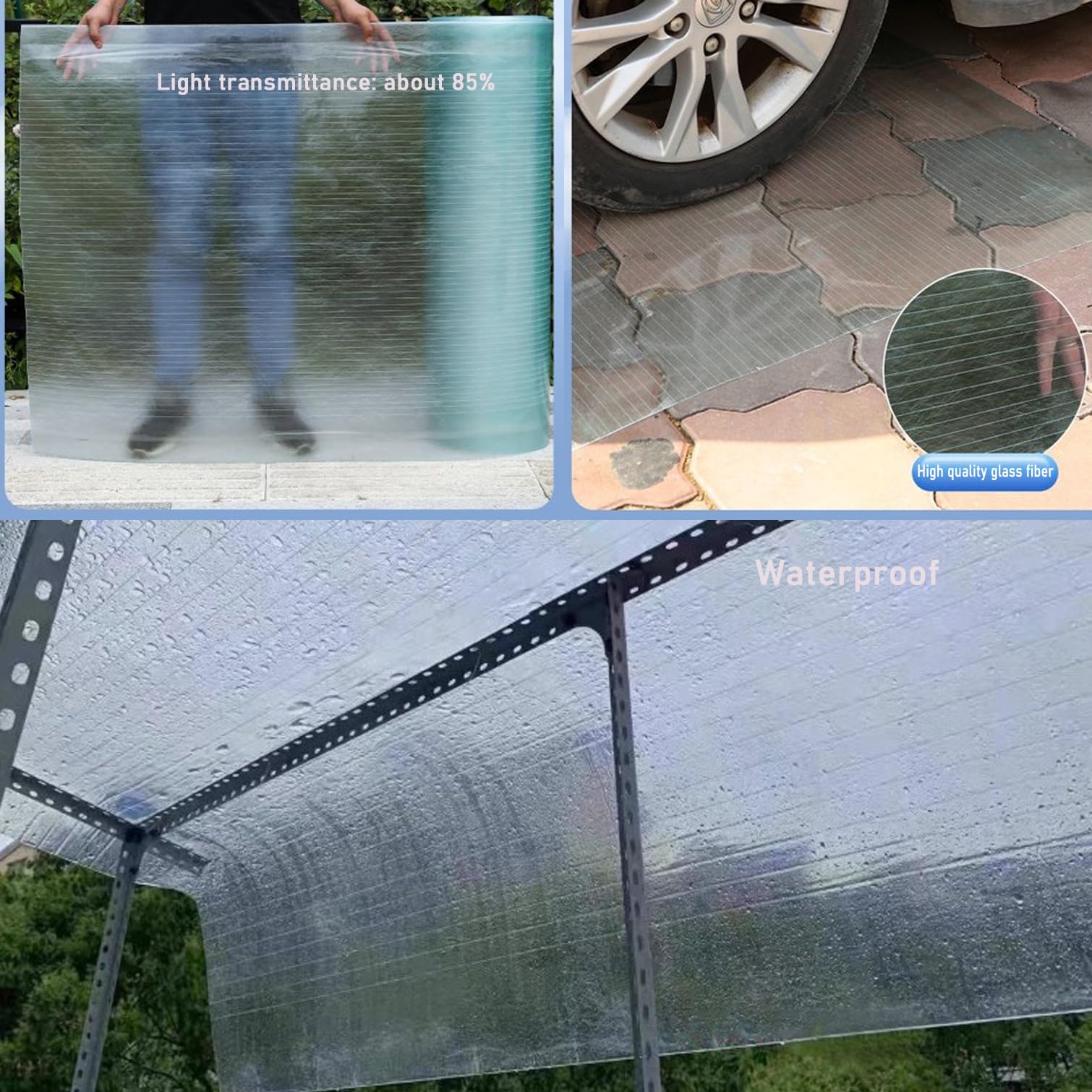 Odporne na promieniowanie UV plastikowe arkusze dachowe 1,2 mm do zadaszenia szklarni - łatwe do cięcia panele oświetlenia dziennego (0,6 m x 10 m / 2 x 32.8ft) - trwałe pokrycie zewnętrzne