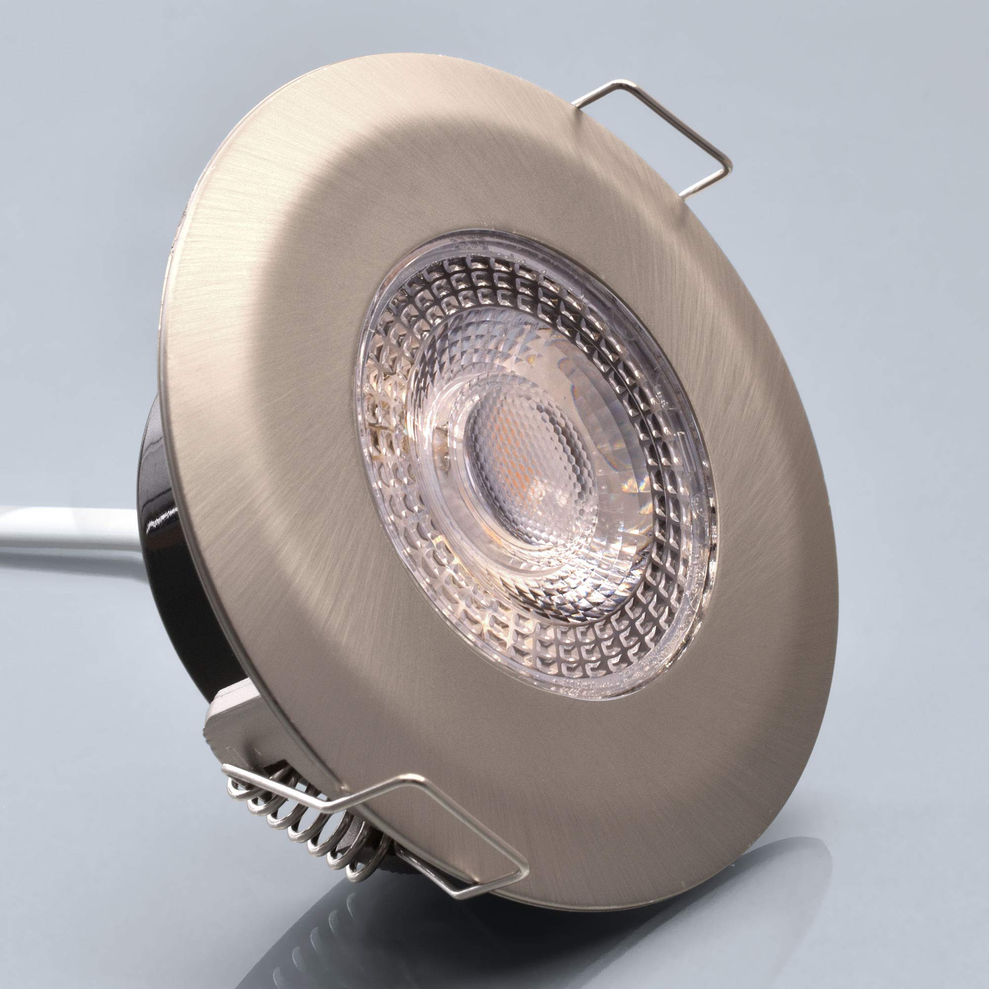 max K O M F O R T 12x LED Bad Einbaustrahler IP44 Ultraflach 5 Watt Edelstahl-Optik 230V Rund warmweiß Deckenstrahler Spot Deckenspot Lumena
