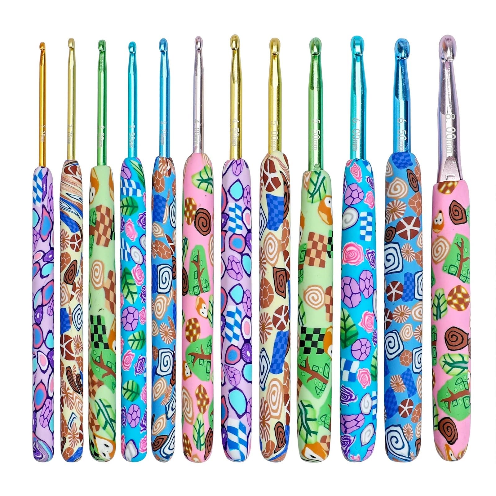 Hooks, 12Pcs Crochet Hook Set Animal Pattern Needles 2.25-8.0MM