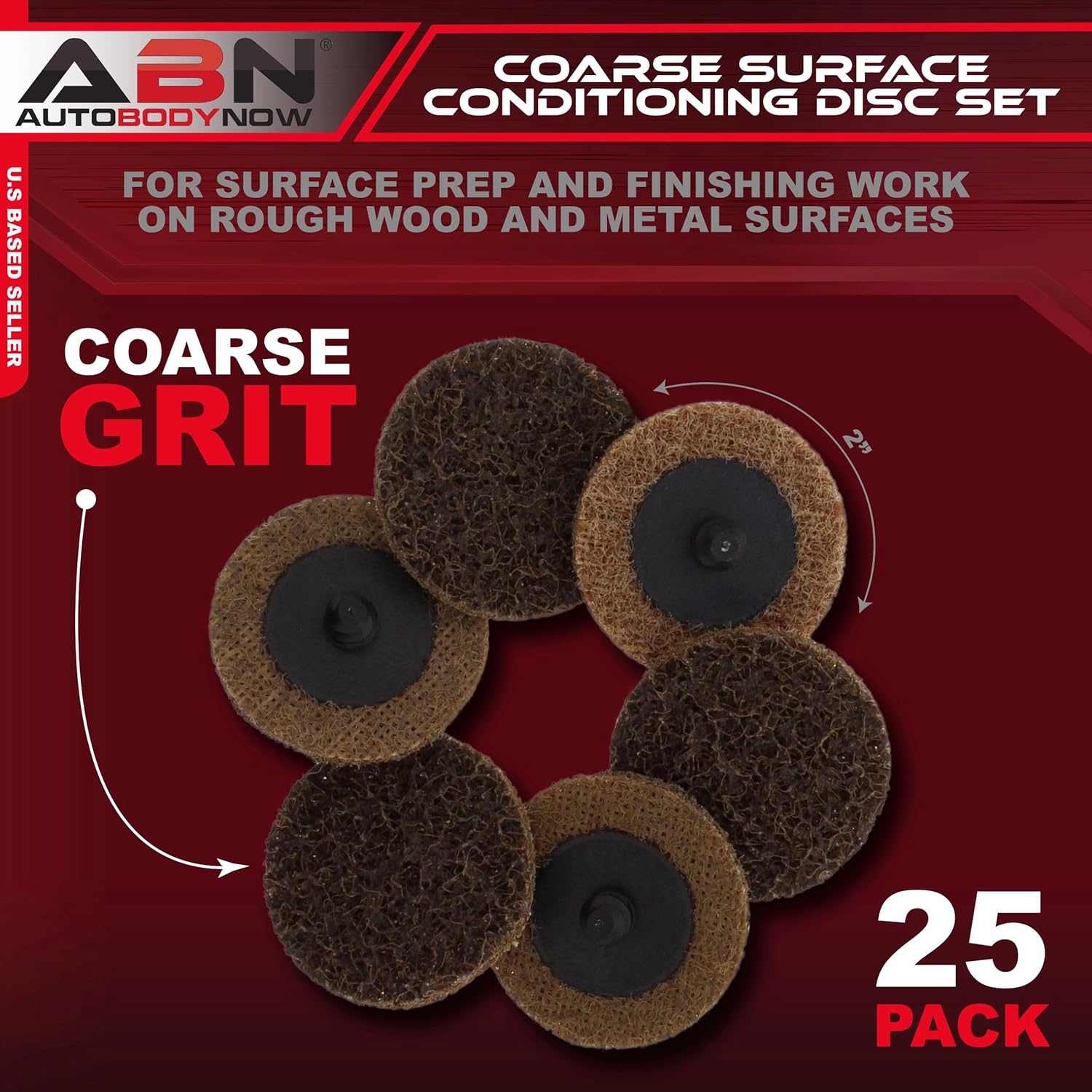 ABN Surface Conditioning Discs - 2in, Coarse Grit, 25-Pack, Best Value