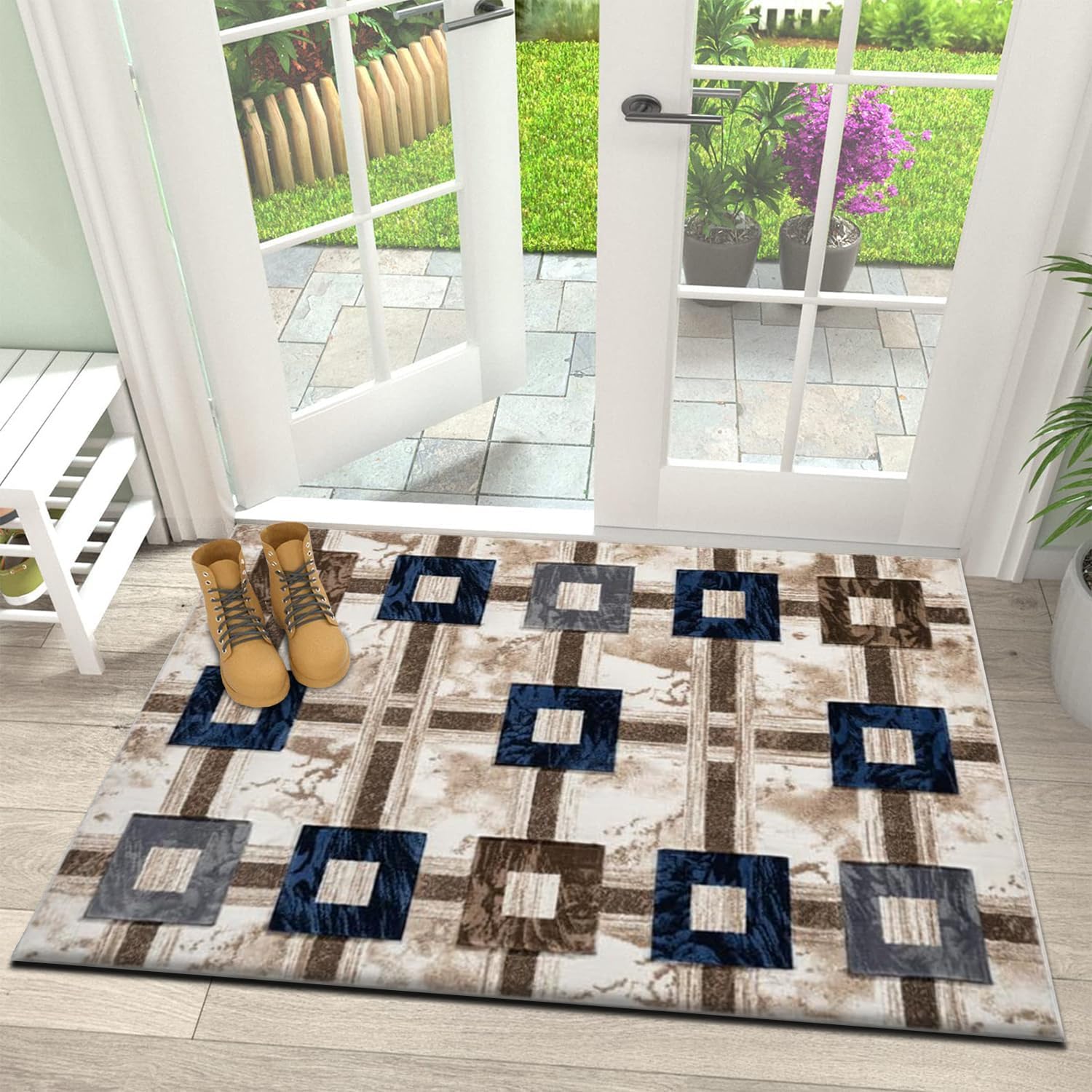B&B Majestic Door Mat Indoor - Modern Abstract Design Non-Slip Thick Washable Door Mats for Kitchen Entrance Welcome Matts (Des2, 60x110 cm)
