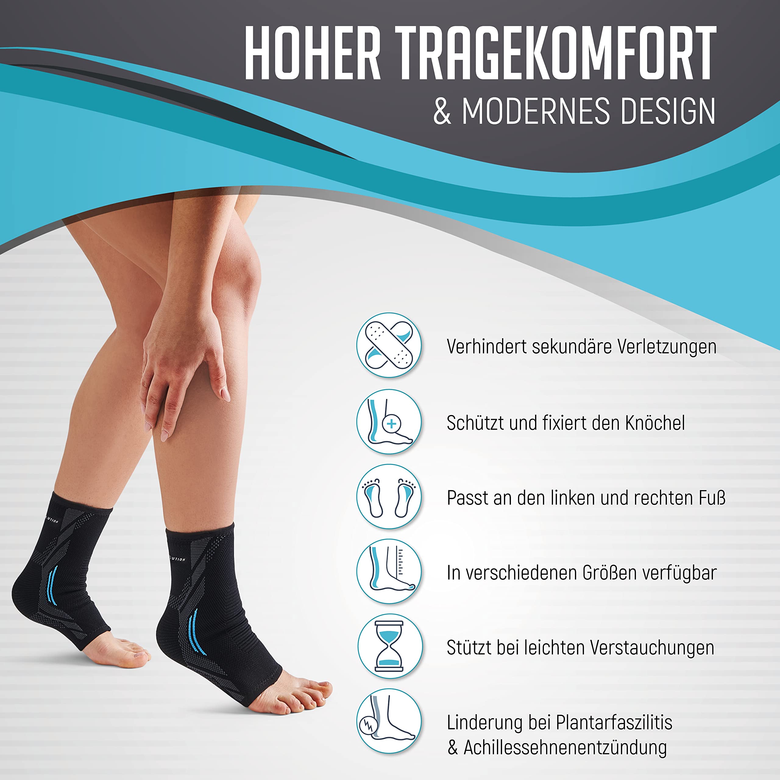 Fascia Per Piedi A Compressione Sportiva Kinetic Evolution - 2 Pezzi Antiscivolo - Per Uomo E Donna - Taglia M Verde - Per Corsa, Trekking, Calcio