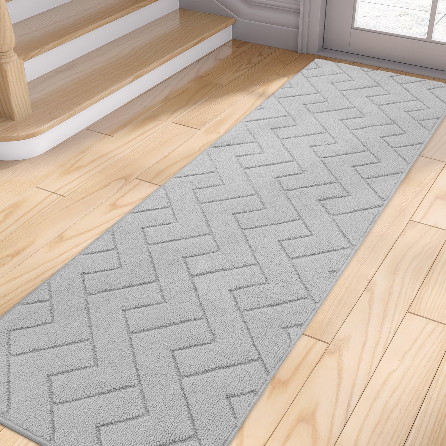 Hicorfe Indoor/Outdoor Doormat 20x59 Inch - Non-Slip Absorbent Entry Mat, Low Profile, Washable