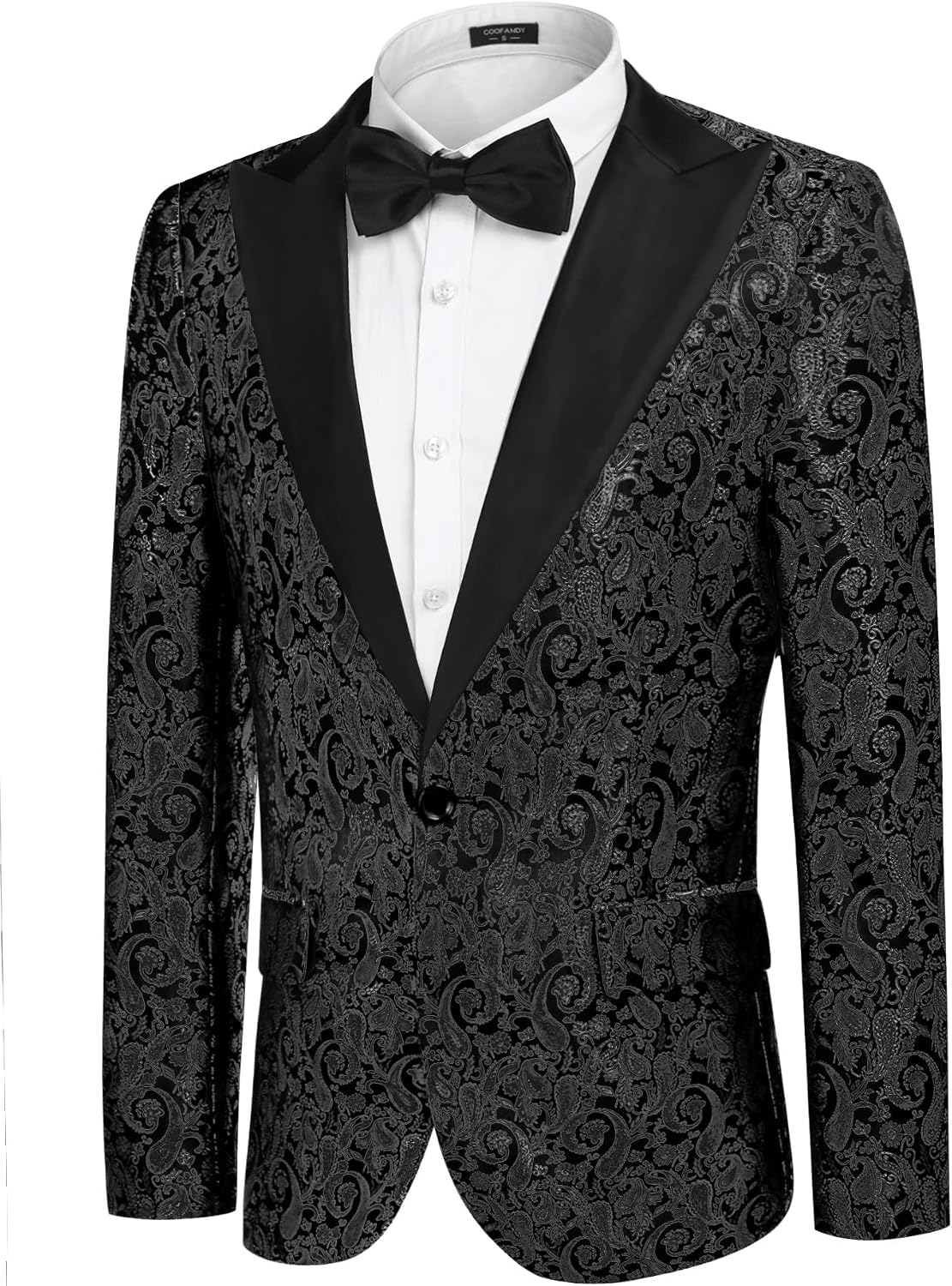 COOFANDY Mens Floral Tuxedo One Button Luxury Shiny Blazer Dinner Party Prom Wedding Suit Jacket