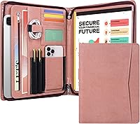Vista 17 de Carpeta de portafolio Calfinder con cremallera, padfolios de piel para mujeres y hombres, portafolio profesional con soporte para bloc de notas