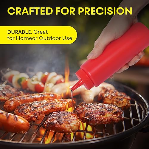 Miniatura 5 de BRIGHTFROM Botellas exprimibles para condimentos, botella vacía roja de 8 onzas con cuello ancho, ideal para salsa de tomate, mostaza, jarabe,