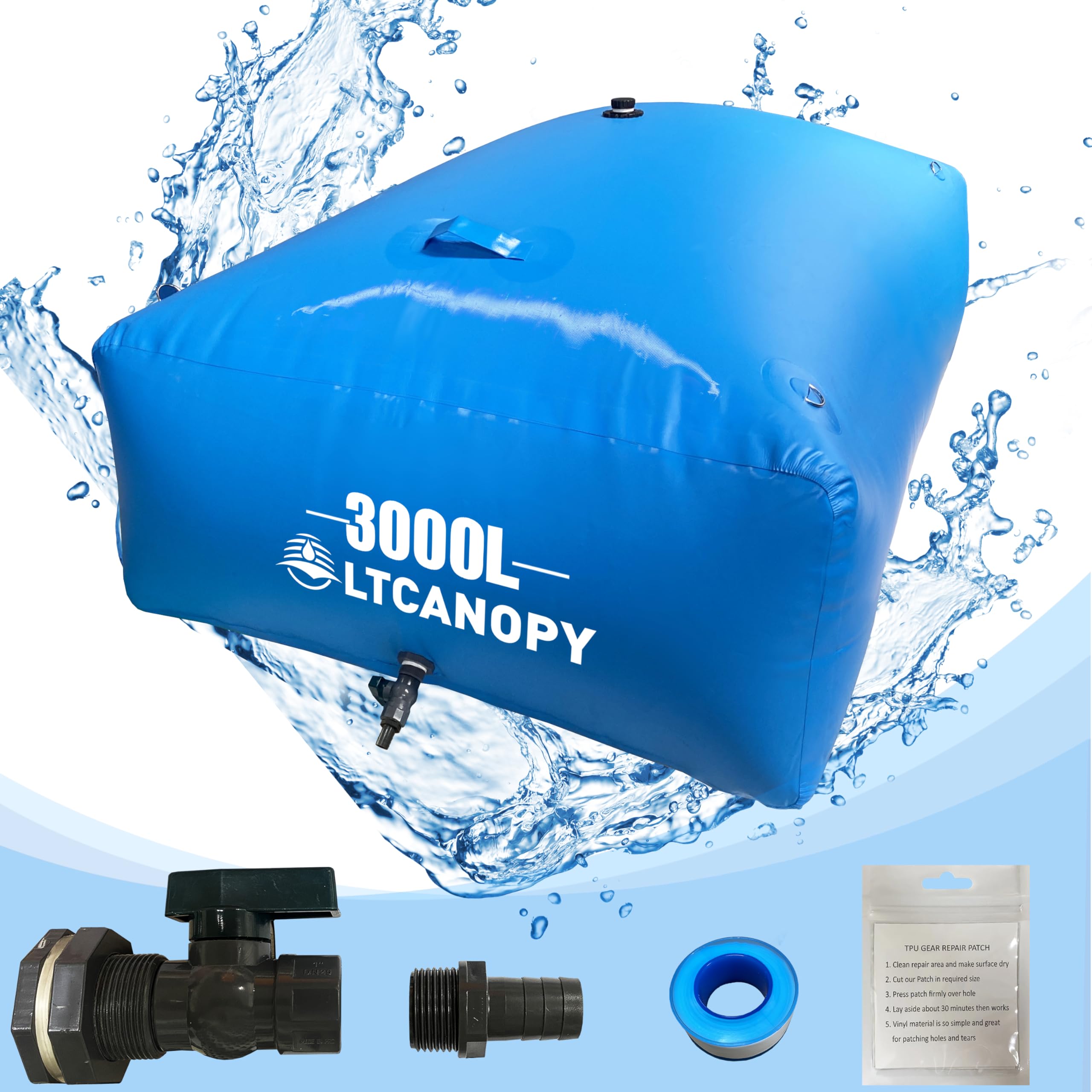 LTCANOPY Serbatoio Flessibile Acqua Pieghevole,Serbatoio d'Acqua Pieghevole,Stoccaggio dell'Acqua di Grande capacità,Tanica Acqua Cisterna Acqua Contenitore Acqua Serbatoio Acqua Tanica Acqua Litri