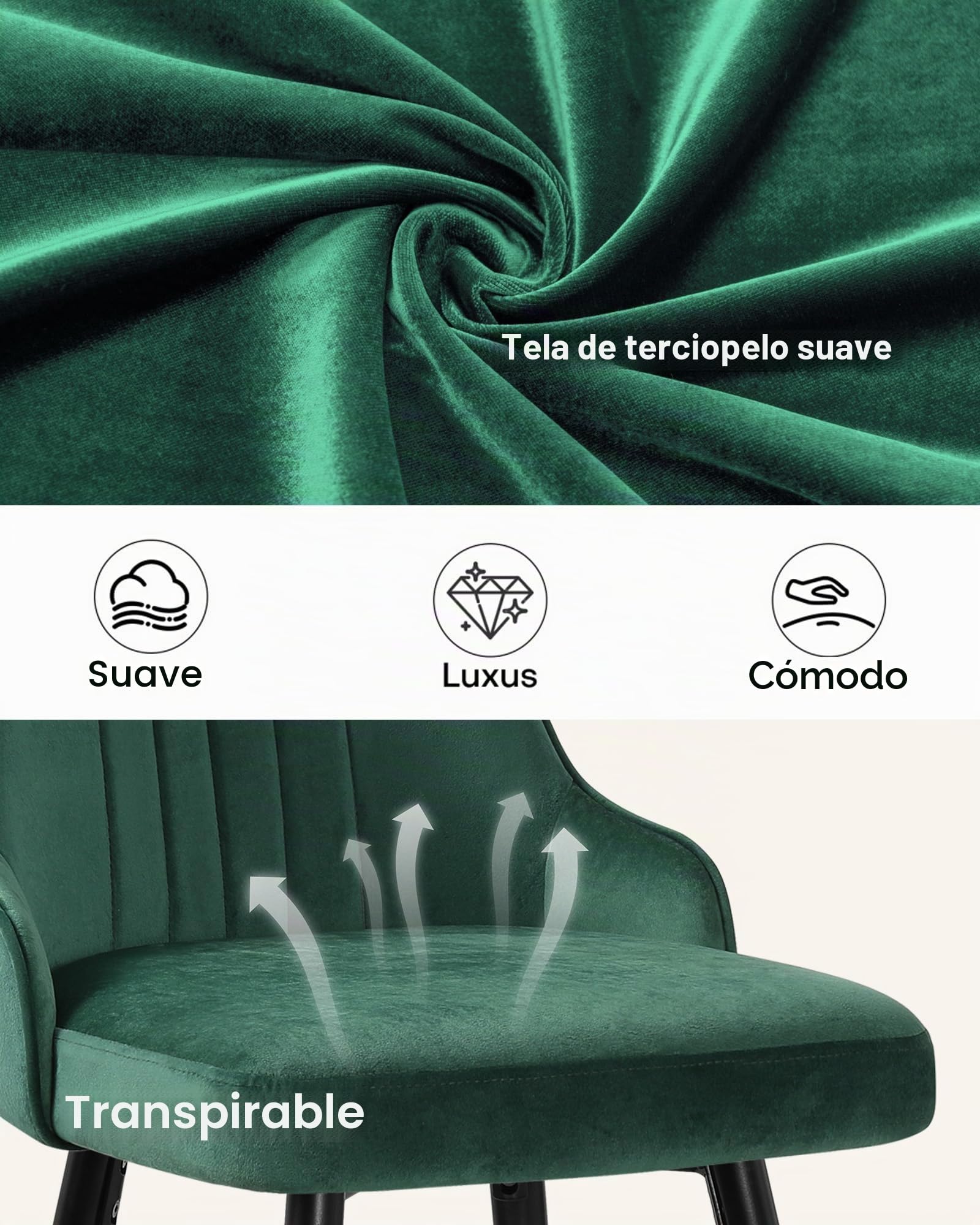 Bekrvio Juego de 2 taburetes de bar de terciopelo, Silla giratoria de 360°, Altura ajustable a 65 cm, Silla de bar tapizada con respaldo, Taburete de cocina moderno para cocina, mostrador, bar