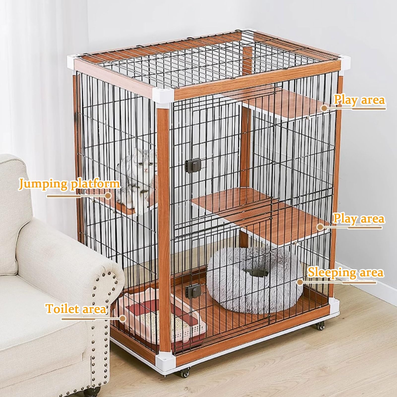 Amazon.co.jp: GUAWJRZDP 猫ケージ、キャットケージ屋内、猫用ケージ 