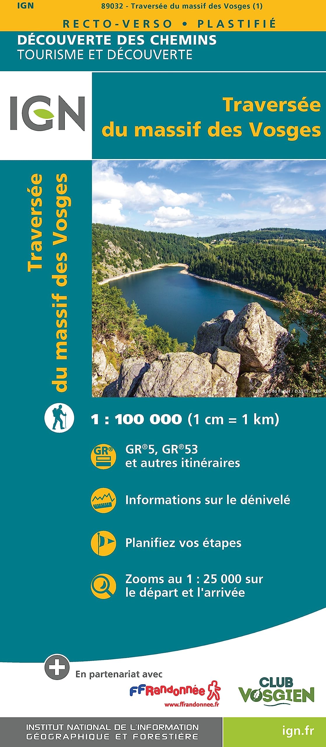 Vosges - Traversée des Vosges GR5 - GR53 (89032): 1:100000 (TOP ITINERANCE)