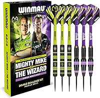 Winmau MvG vs Wizard Whitlock Twin 22g Brass Steeltip Darts Set - Flights, Shafts & Wallet
