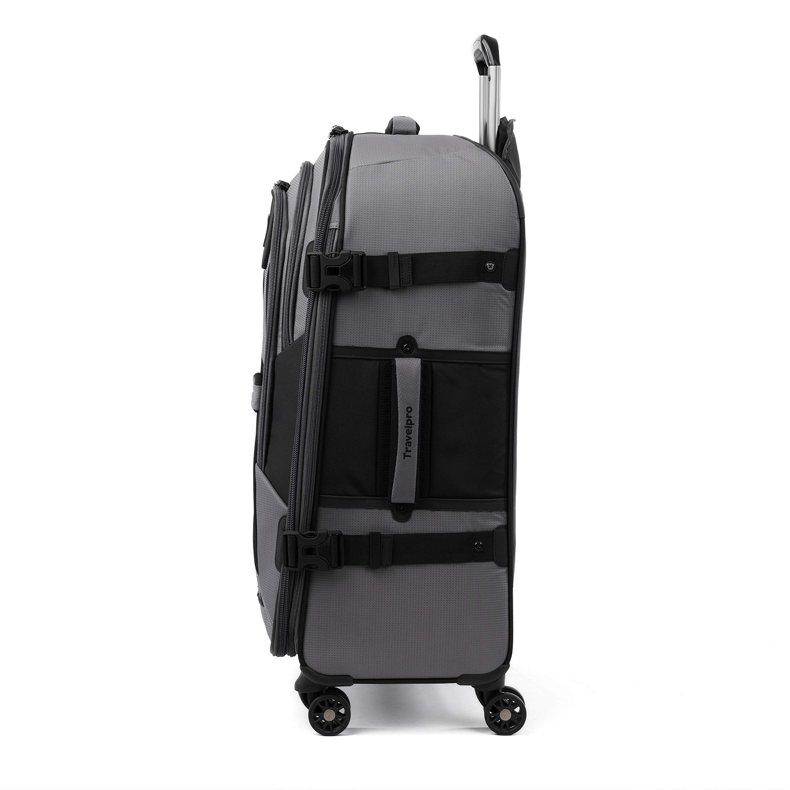 Travelpro Bold Valise à Bagages Extensible 66 cm, légère, Robuste, Gris/Noir, Checked-Medium 26-inch, Bold – Bagage Extensible Souple avec roulettes pivotantes