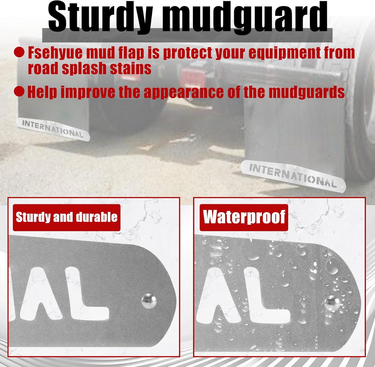 24"x4" Silvery Aluminum Mud Flap Weights with Bolt Thru Studs Suitable for Semi Truck and Semi Trailer Mud Flap Hanger（International）