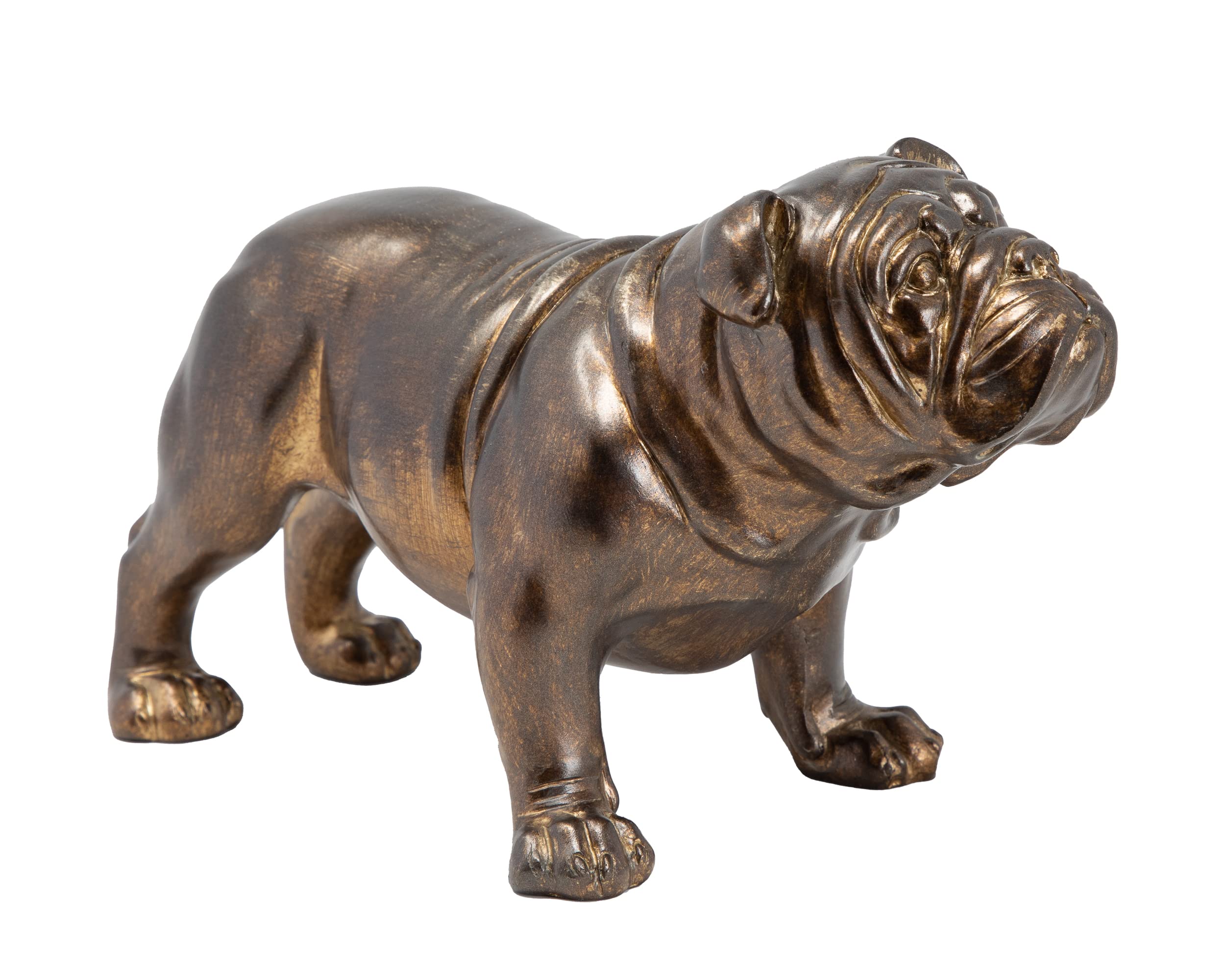Sculpture en résine bronzée bouledogue britannique décoration classique chien debout finition bronze antique