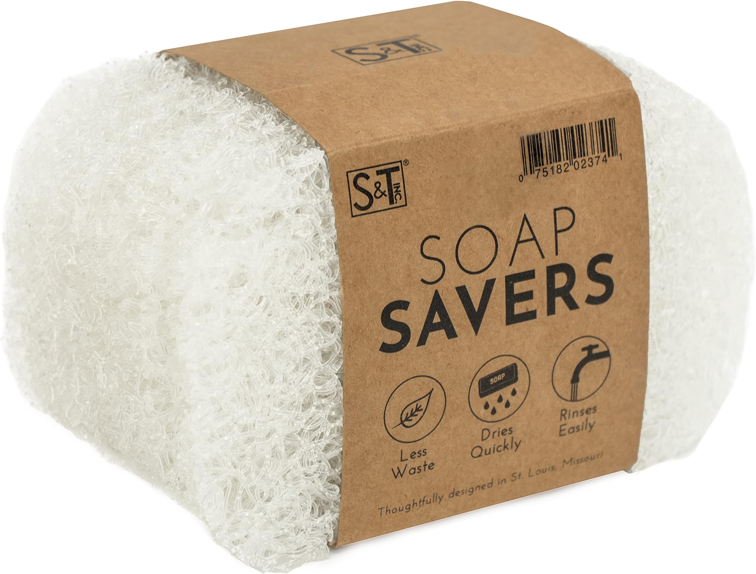 S&T INC. Soap Holder for Kitchen and Bathroom, Hand Soap and Bar Soap Lift, 2.9 Inches x 4.4 Inches, Clear, 6 Pack