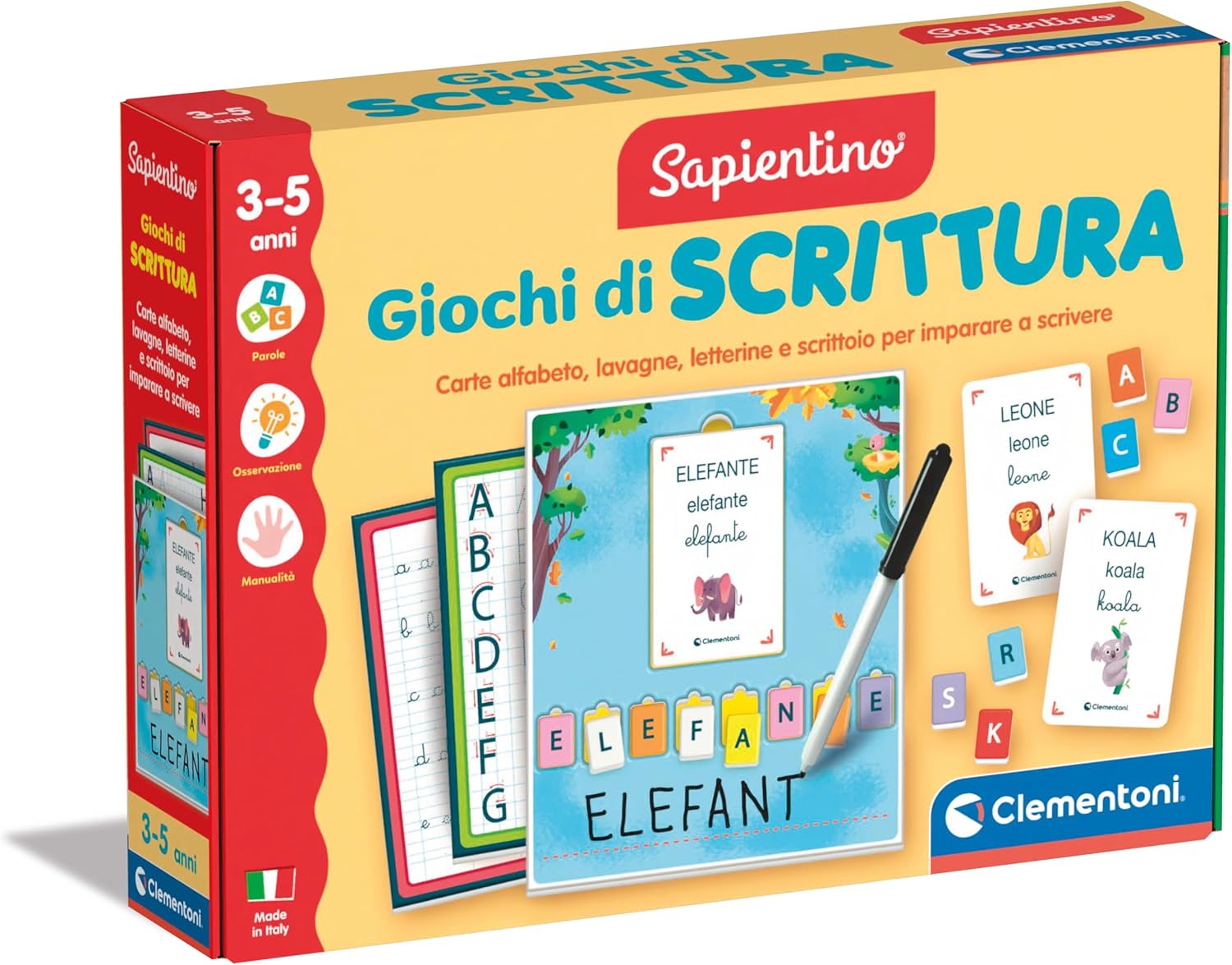 Clementoni - Sapientino 3 Year Old Educational Game for Writing, Writing Cards, Learning New Words, Early Childhood Language Development Made in Italy, 16874, Multicolour