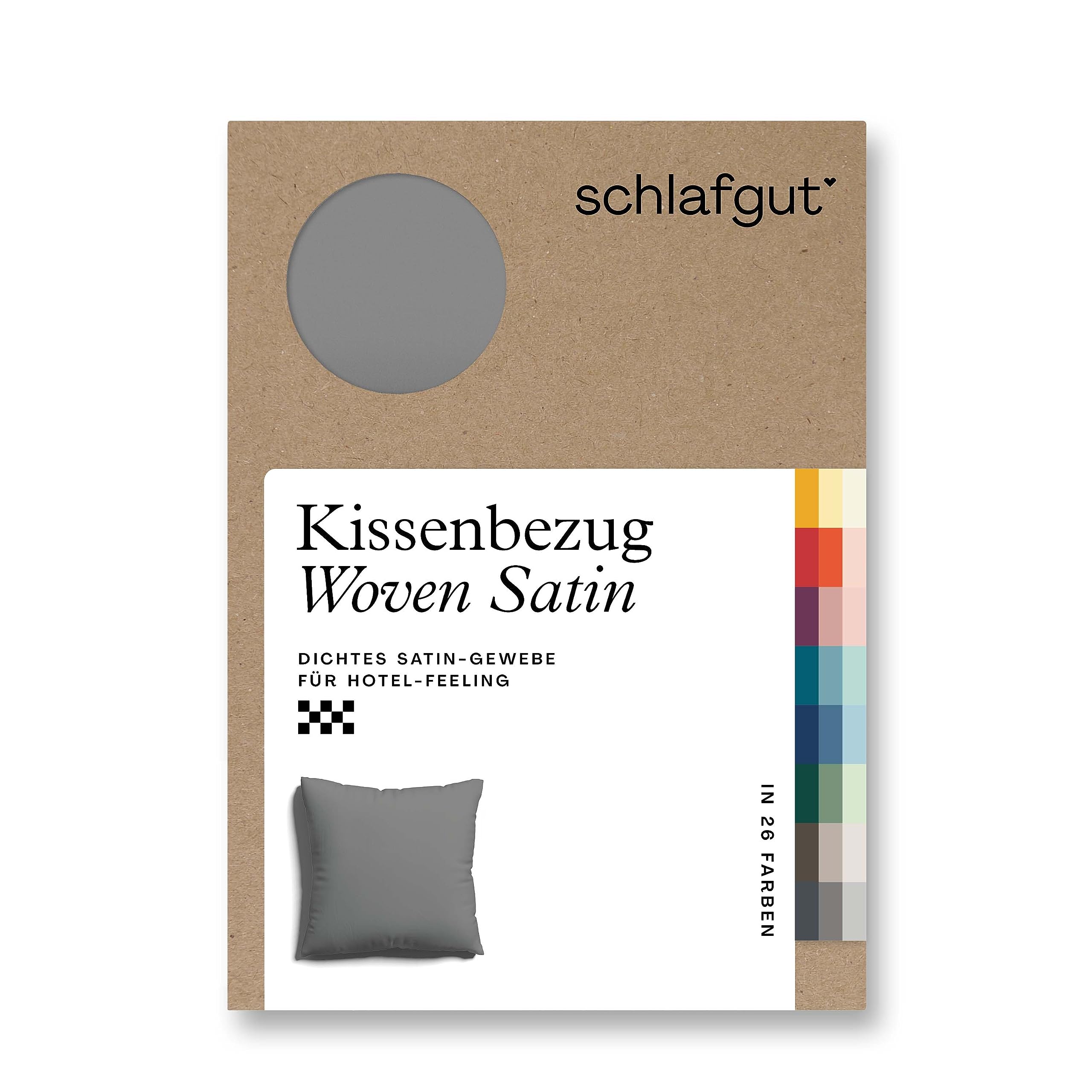 schlafgut Woven Satin Kissenbezug 80x80 cm Grey Mid Uni in Premium Hotelqualität, Kopfkissenbezug einzeln mit 100% weicher Baumwolle