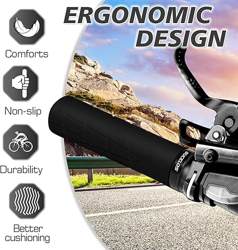 Miniatura 4 de BUCKLOS Agarres antideslizantes para manillar de bicicleta, agarre único para manillar de bicicleta de montaña, empuñaduras de bicicleta para