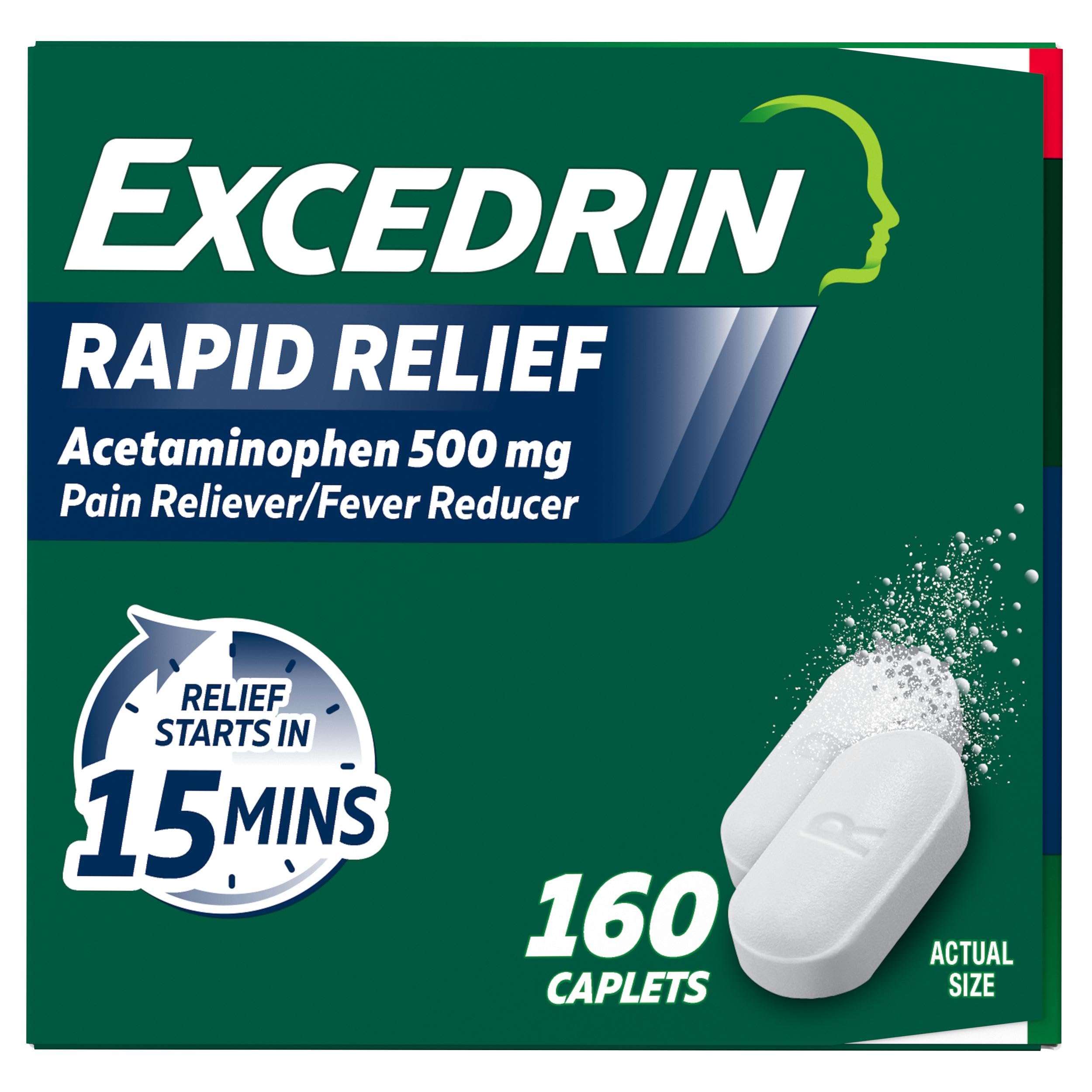 Excedrin Rapid Relief Caplets, 500mg Acetaminophen, 160 Count​ — Amazon image 12