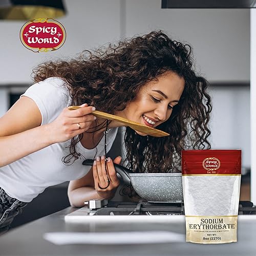 Miniatura 5 de Spicy World Eritorbato de sodio puro de 8 onzas, grado alimenticio superior, ideal para hacer salchichas y curar carne
