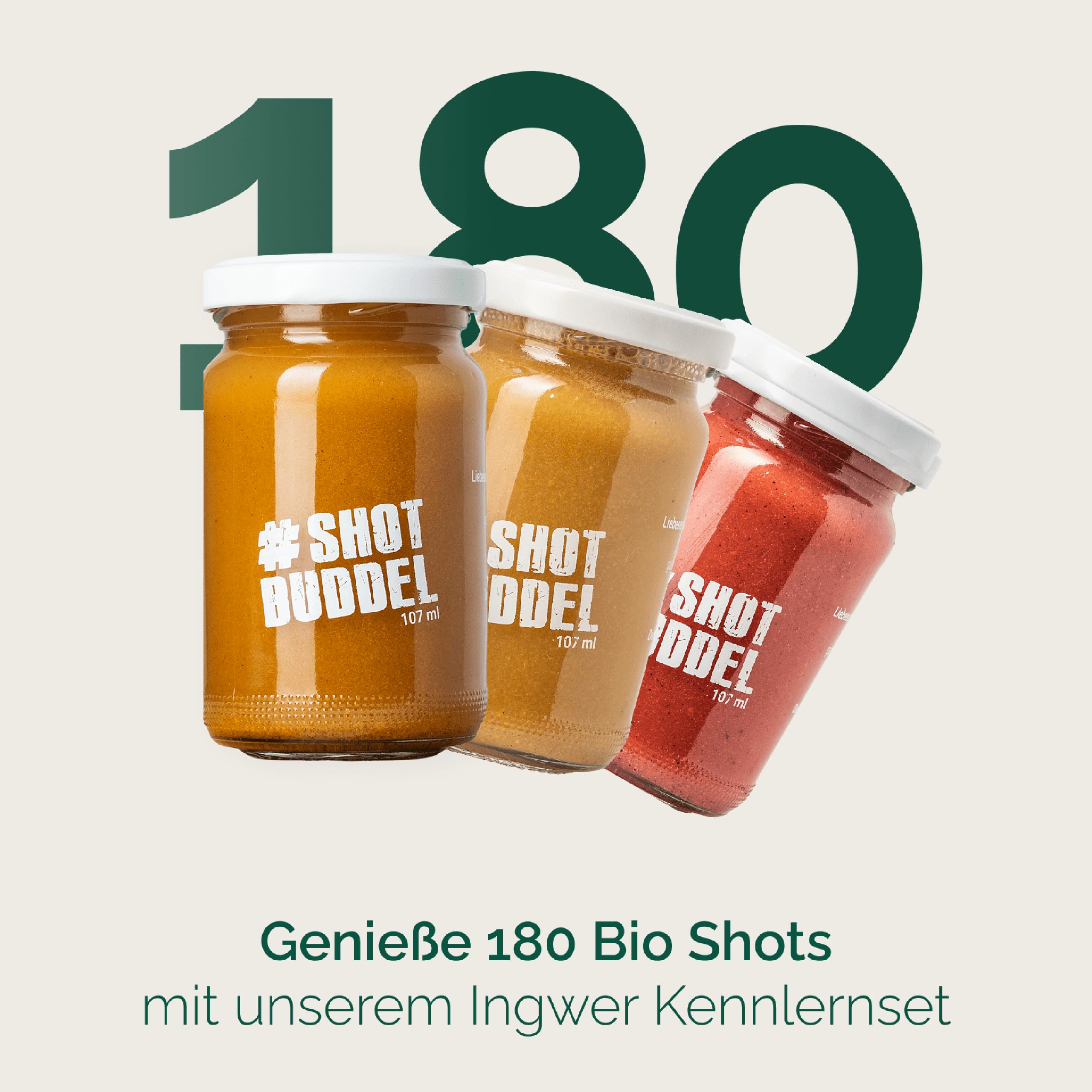 Hansegrün - Kennlernset Ingwer Shots (180 Stk.) - Veganes Superfood-Pulver für Immungsystem¹ & Energiestoffwechsel³ - Kurkuma, Zitronenschale & Acerola - 100% echte Zutaten zur täglichen Zubereitung