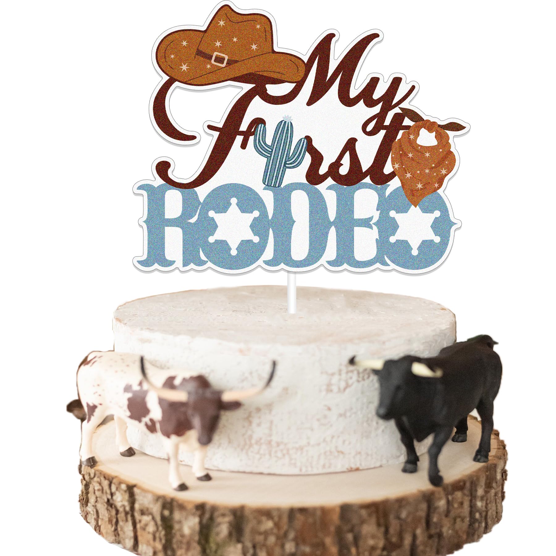 NANAGALI My First Rodeo Cake topper - NO DIY - My First Rodeo Birthday Party Supplies Boy, Western Cowboy Party Cake Decorations for Boy, Cowboy Wild West Party Decor 1st Birthday
