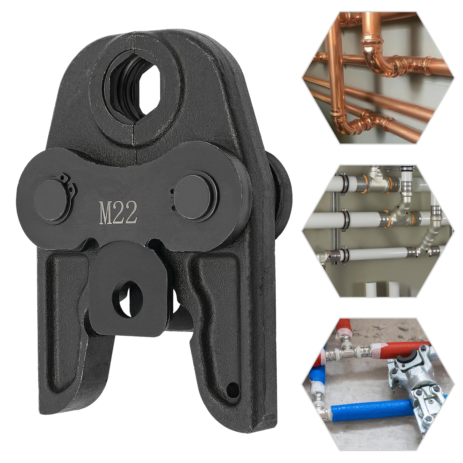 Mordaza de crimpadora compacta, pinzas de presión para pinzas de presión M22 para uso en tubos de cobre, tubos de acero inoxidable y tubos de aluminio con diámetro de tubo de 22 mm