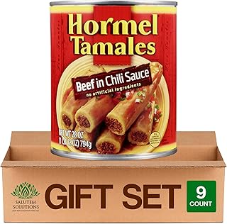 Salutem Vita – Beef Tamales in Chili Sauce, Shelf Stable 28 oz, Gift Set – Pack of 9