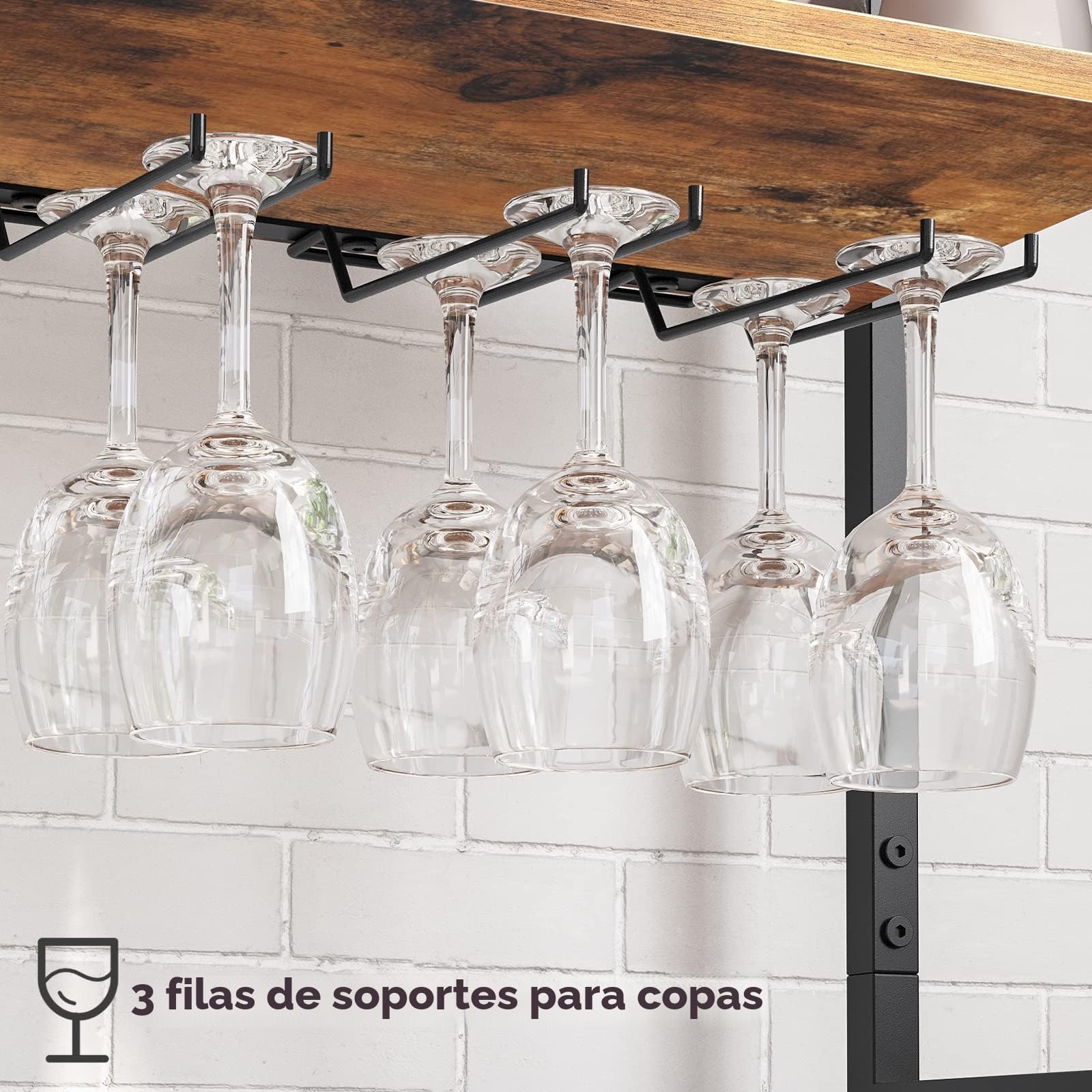 HOOBRO Estantería para Vino de 16 Botellas, Estantería para Vinos Independiente con Tablero de Madera y Soporte para Copas, Expositor de Vinos de 5 Niveles para Cocina, Bar, Restaurante, etc EBF04JJ01
