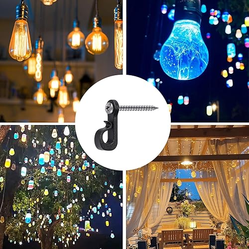 Miniatura 7 de Longzhuo 30 ganchos de luz de cadena, clips de luz para exteriores, ganchos Q para cadena de luces al aire libre, clips de luz de Navidad con