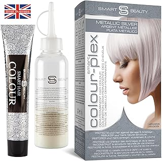 Smart Beauty Silver Metallic Hair Dye, Demi Permanent, Silver Toner for Bleached Hair, Plex Anti-Breakage Technology, Cruelty Free, Vegan, for Bleached/Pre-lightened Hair