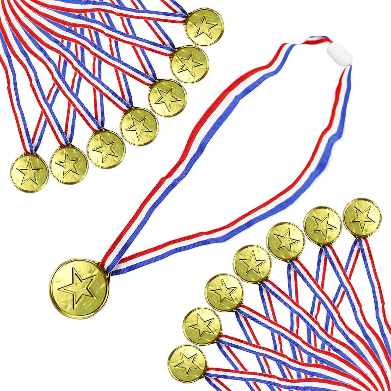 15 PCS Gold Winner Medals, Gold Medal Ribbon Award Medals with Ribbon