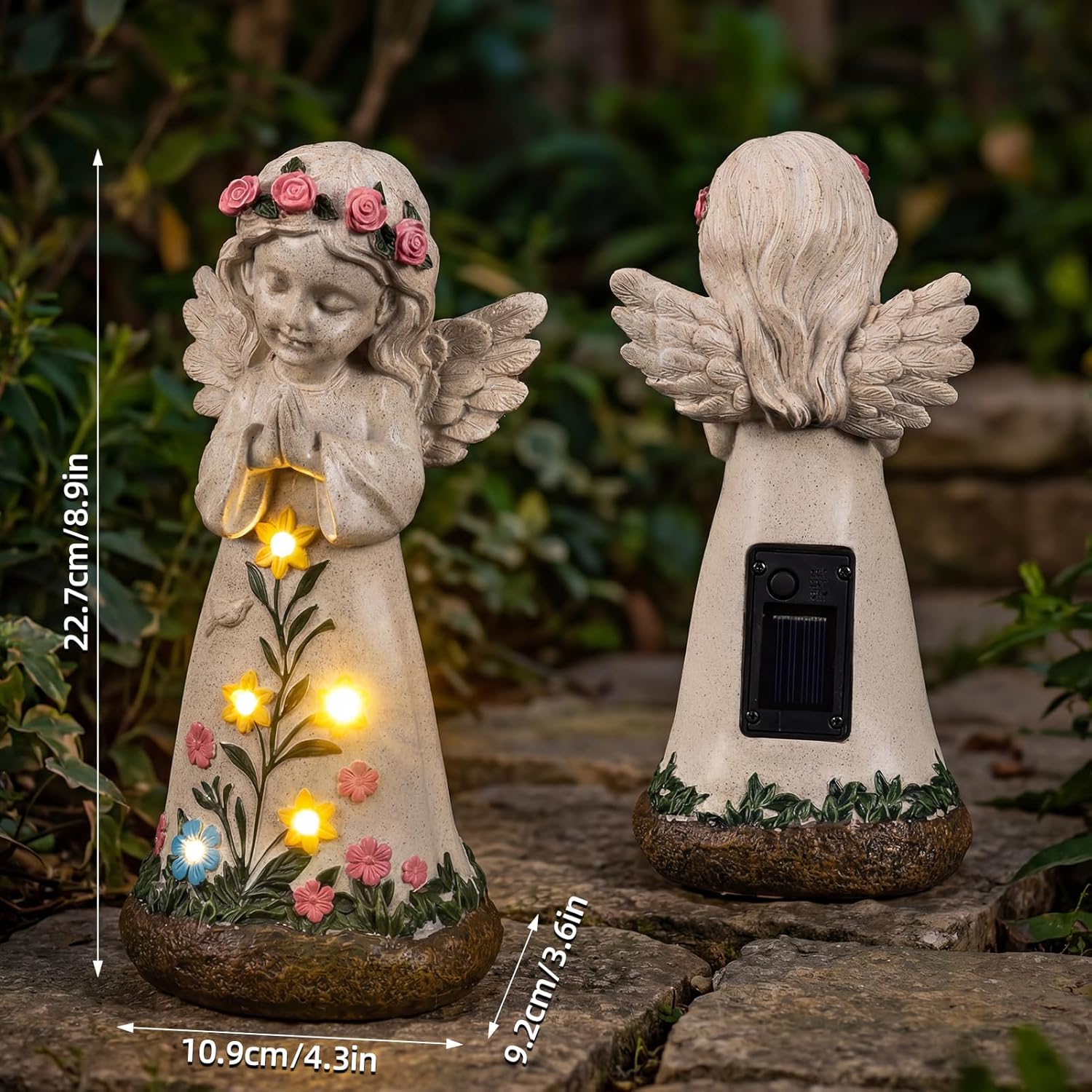 Rempry Solar Garden Angel Statue Decor for Yard Lawn Patio Outdoor, Unique Thanksgiving Anniversary Housewarming Decoration Gifts for Mom Grandma Women
