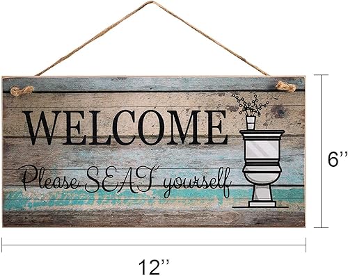 Miniatura 10 de Yankario Divertido letrero de decoración de pared de baño decoración rústica de granja arte de pared de 12 x 6 pulgadas placa de madera para mejor