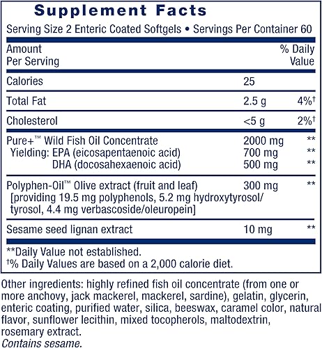 Miniatura 3 de Super Omega-3 EPADHA Lignans de sésamo y extracto de oliva - Aceite de pescado para la salud del corazón la salud cerebral y más allá -