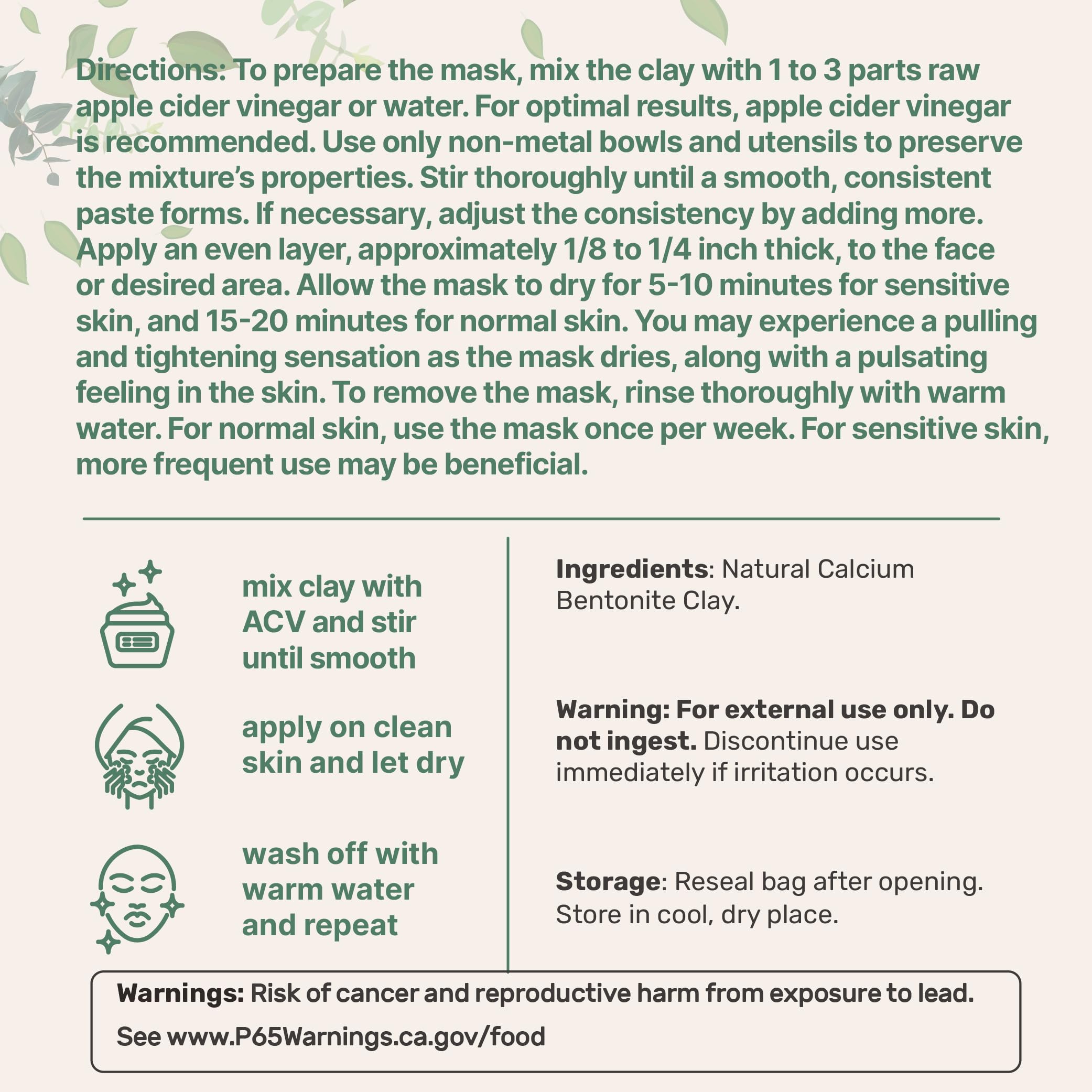 Micro Ingredients Natural Calcium Bentonite Clay Powder, 2lbs | Pure Indian Healing Clay for Body Detox & Deep Pore Cleanser | Great for Skin Care + Body & Face Mask | Gentle Absorption