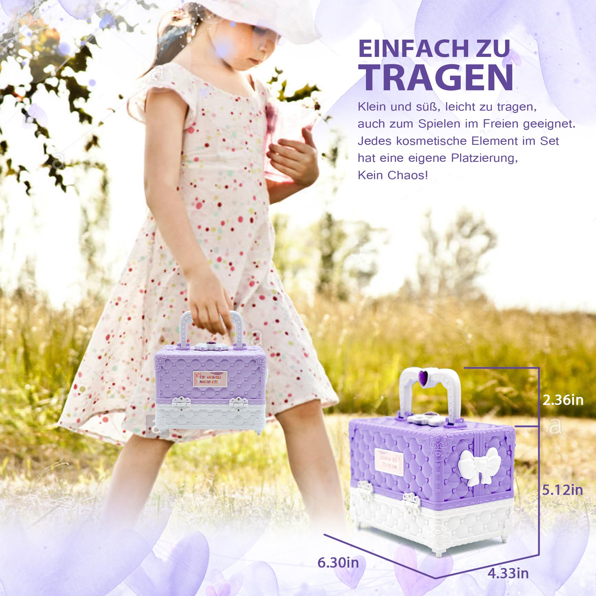 Maquillage Enfant Fille - Jouet Filles,Kit de Maquillage Enfant Fille,Non Toxique Lavable Coffret Filles Cadeau de Noël Anniversaire Fille4 5 6 7 8 9 10-12 Ans