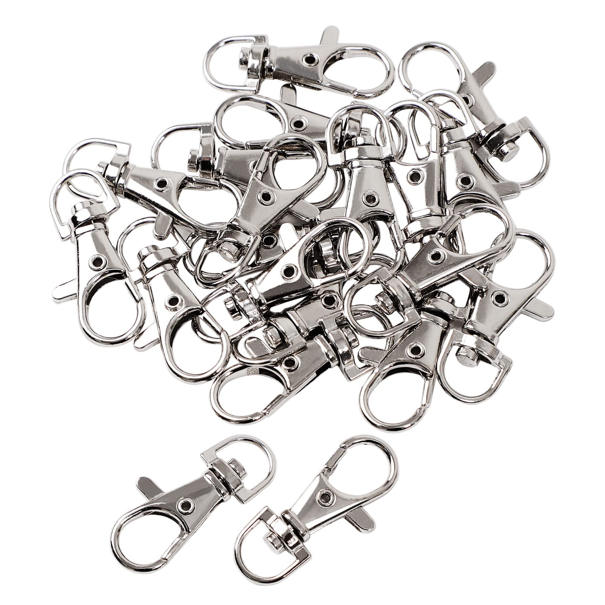 Uxcell Women's Silver Tone Sourcing Map 20 Pcs Metal Lobster Swivel Claw Clasp Hooks, 25Cm Trigger Clip Buckle With Round Eye Swivel D Keyring Key Ring For Keychains, Key, Charm, Jewelry, Lanyard, Art Crafts,