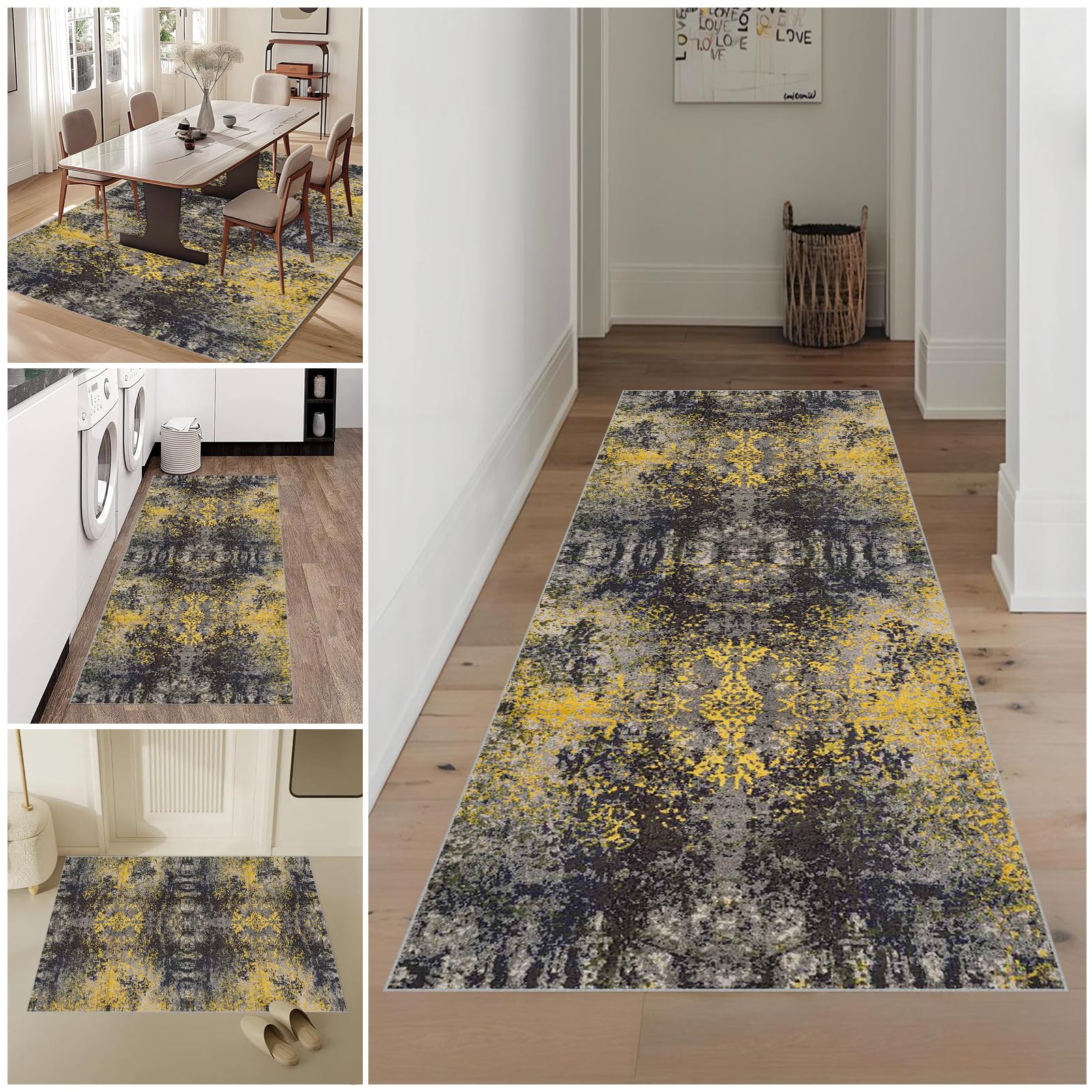 Lmyoieqm Carpet Runners for Hallways 40 x 60 cm Non Slip Kitchen Runner Rugs Washable Carpet Floor Mat Entrance Runner for Hallway Entryway Kitchen Absorbent Area Rugs for Kitchen Laundry Room