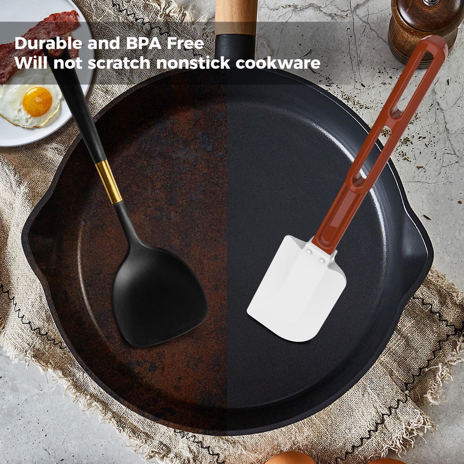 High Heat Resistant Silicone Spatulas, 13-1/2" Commercial Spatula 500degF Heat-Resistant Heavy Duty Spatula Non-Stick Scraper, Ideal for Baking/Cooking/Mixing, Commercial Dishwasher Safe, Set of 2 - Image 6