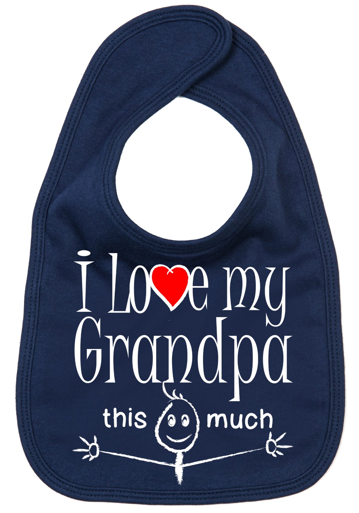 Image is Everything IiE, I Love My Grandpa This Much, Grandson Granddaughter Baby Unisex Soft Cotton Feeding Bib, Navy Blue โ image 1