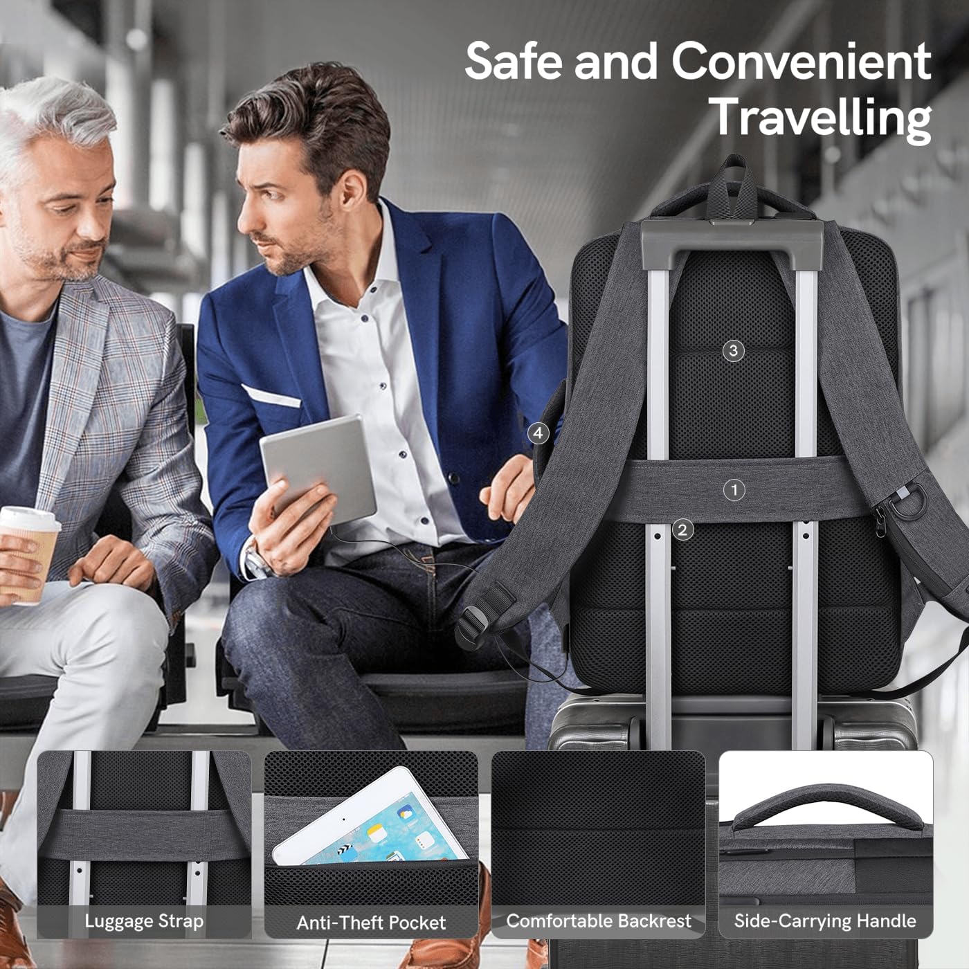 VGOAL Travel Laptop Backpack, Laptop Bookbag College Backpack Durable Water Proof with USB Charging Port for Men Women (KT0107W) - Image 6