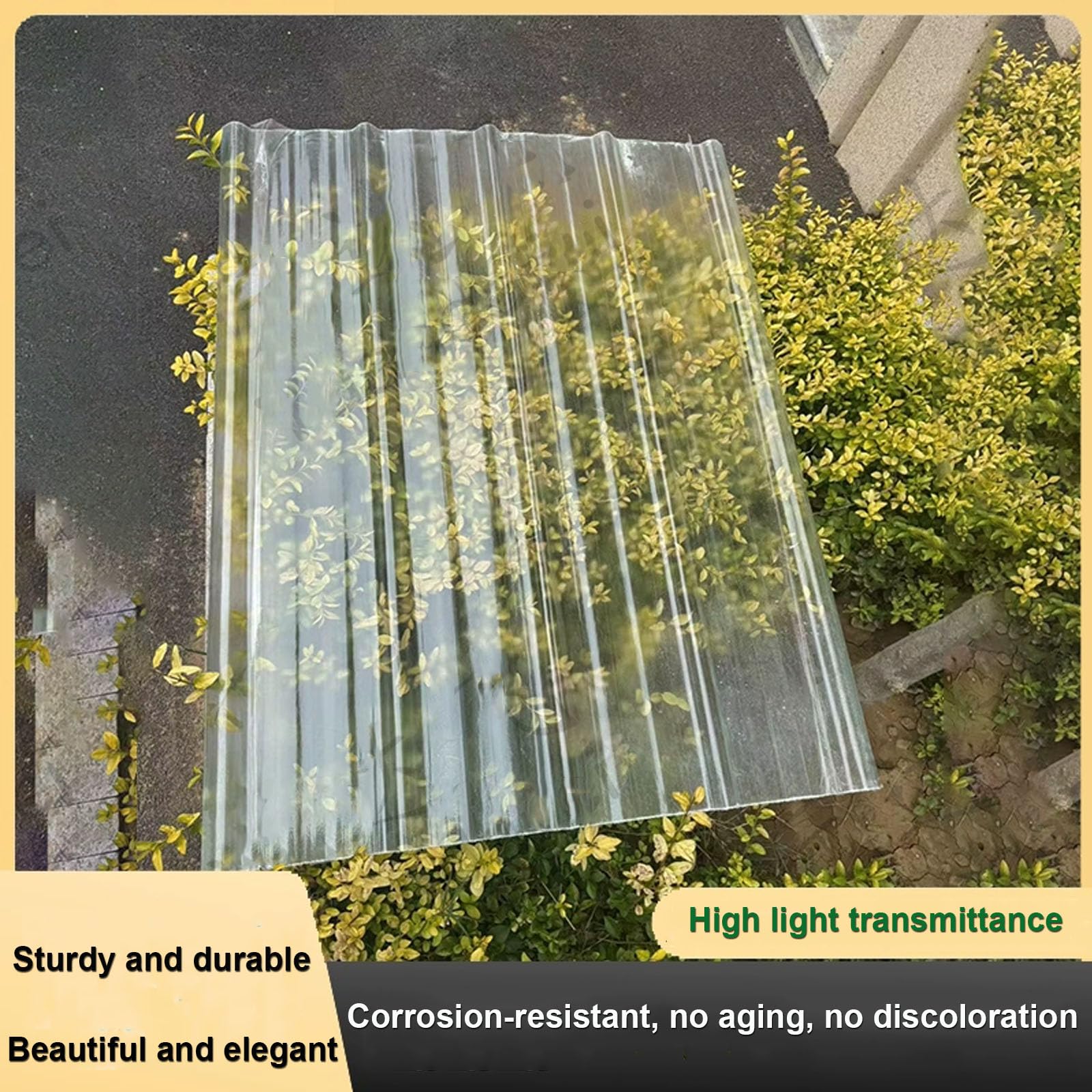 Planchas Transparentes Tejados,1mm Placa Ondulada FRP Para Exteriores,Placa De Iluminación Natural De Fibra De Vidrio,Chapa Ondulada Para Invernaderos,Chapa Ondulada (0.9×1.7m/35×67in,1pcs)