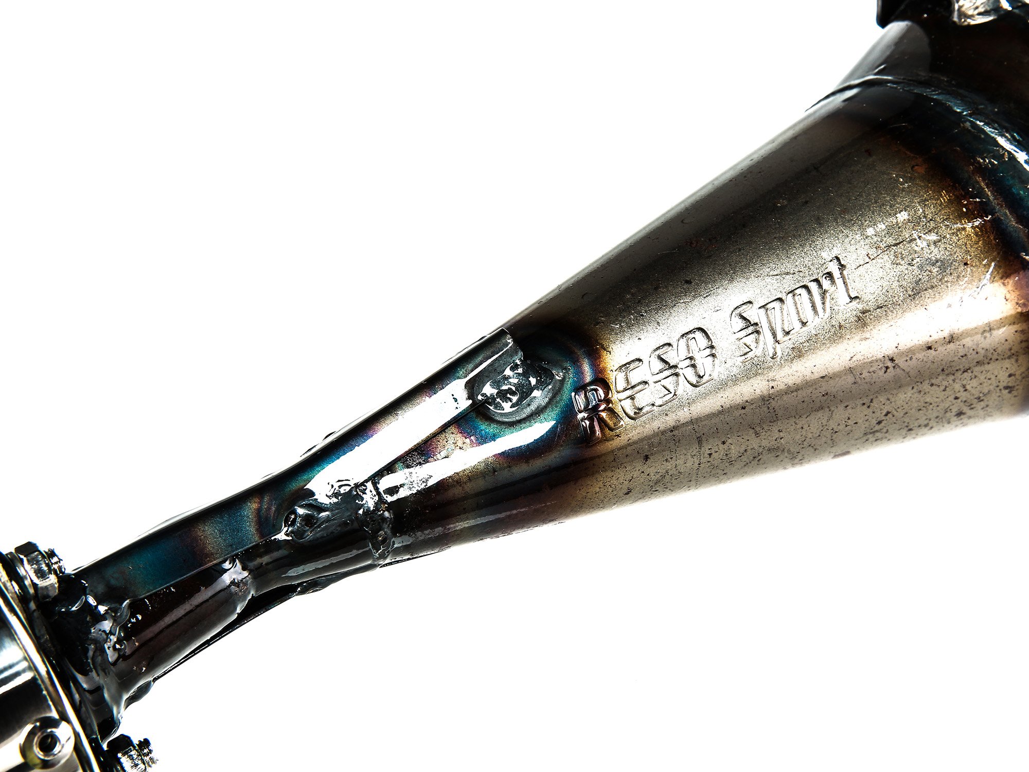 Rennauspuff RESO C32 Sport Auspufftopf mit Kugelflanschanschluß Ø32mm Krümmer