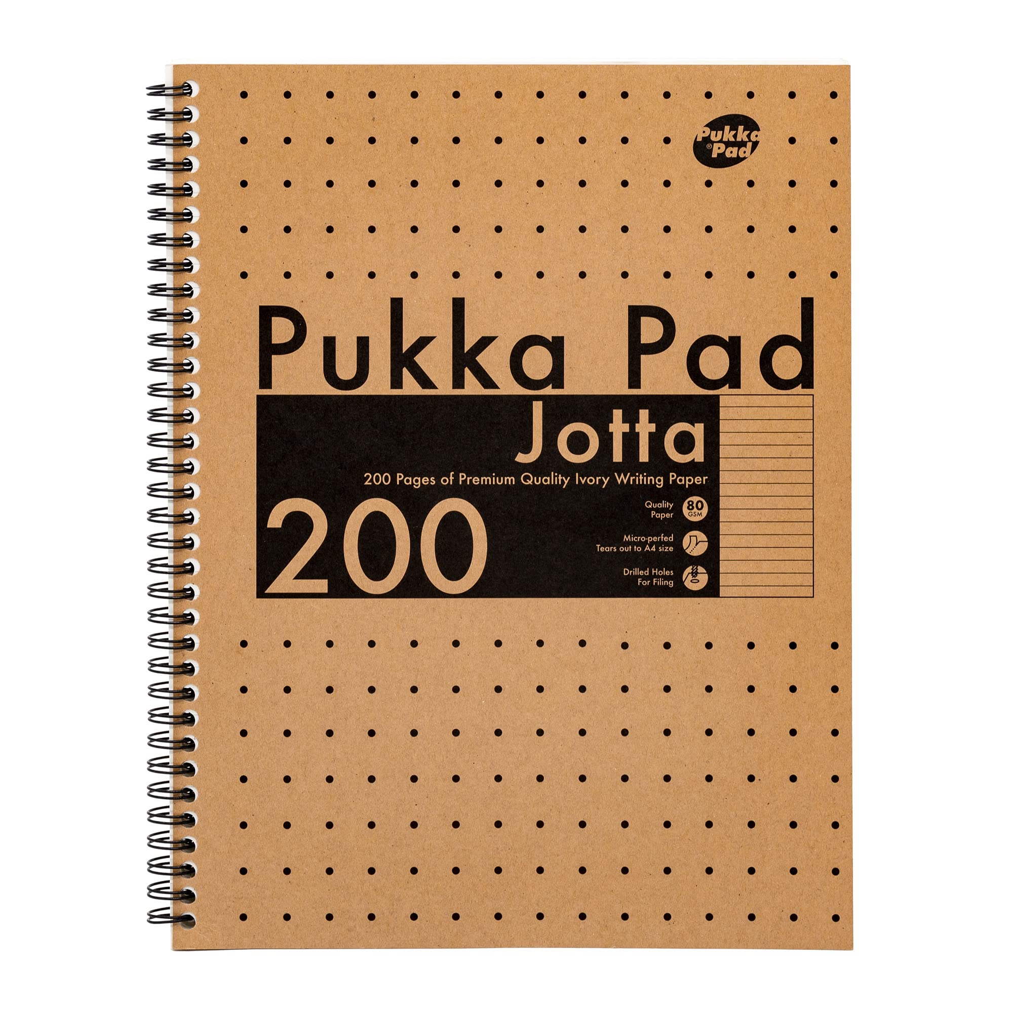 Pukka Pad, Jotta Notebooks – Pack of 3 Twin-Wirebound Notebooks – 80GSM Paper with 8mm Lines - Features Microperforated Edges and 4-Hole Punch Margins (A4)The Forest Stewardship Council